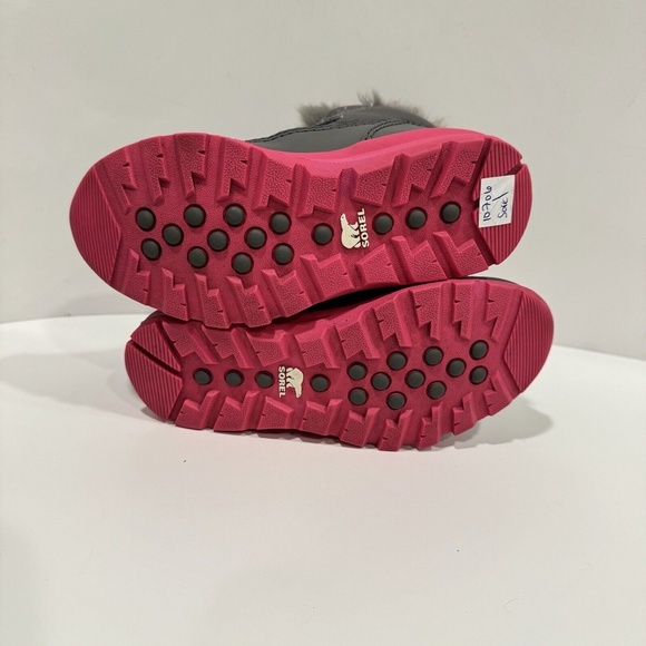 SOREL Whitney II Strap Waterproof Boots Size 12 Gray Pink Winter Faux Fur Lining - Picture 12 of 12